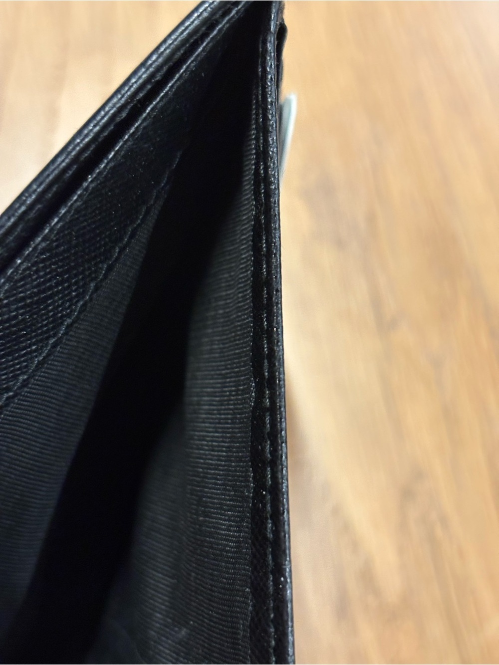 Prada Black Saffiano Leather Card Holder Wallet with Printed Motif - Picture 5 of 9